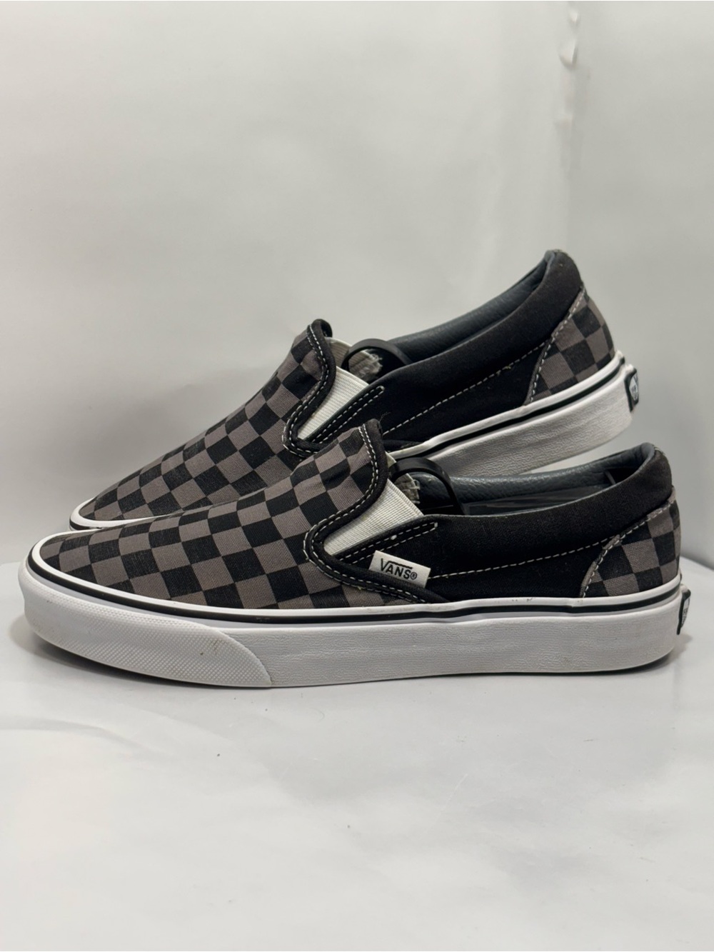 VANS Classic Slip-On Checkerboard Black/Gray Low Top Slip-On Men's 5.5 Sneakers